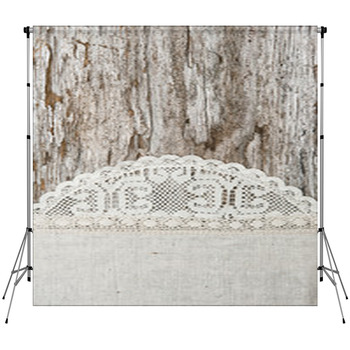 Linen Fabric With Lace On The Old Fleece Backdrop