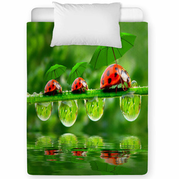 Little Ladybugs With Umbrella. Toddler Comforter