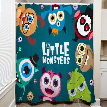 Little Monsters Vector Characters Shower Curtain
