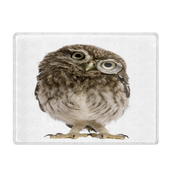 Little Owl Wearing Magnifying Glass Athene Bath Mat