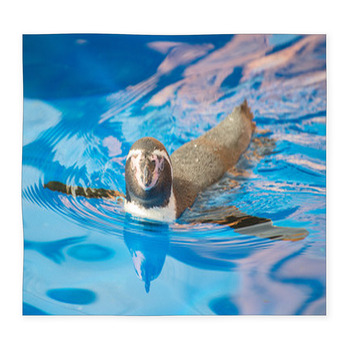 Little Penguin Swimming In Blue Custom Size Floor Mat