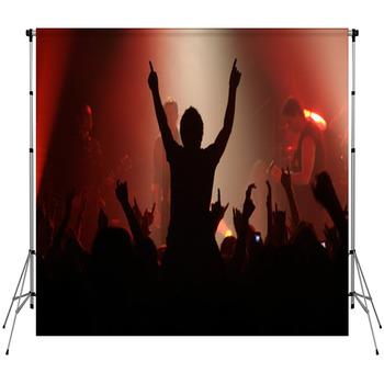Live Concert The Band And The Crowd Fleece Backdrop