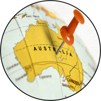 Location Australia Red Pin On The Map Round Rug