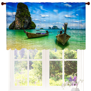 Long Tail Boats On Beach, Thailand Custom Size Valance