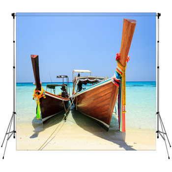 Long Tailed Boat At Koh Rok (Rok Fleece Backdrop
