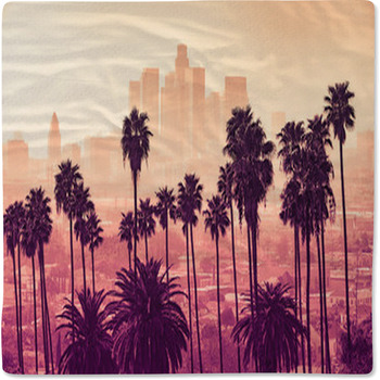 Los Angeles Skyline With Palm Trees In The Baby Blanket