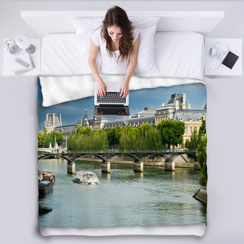 Louvre - View From Seine Fleece Blanket