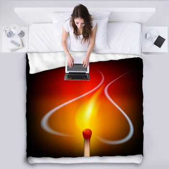 Love Heart Flame Fleece Blanket