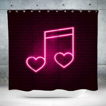 Love Music Neon Sign Custom Size Shower Curtain