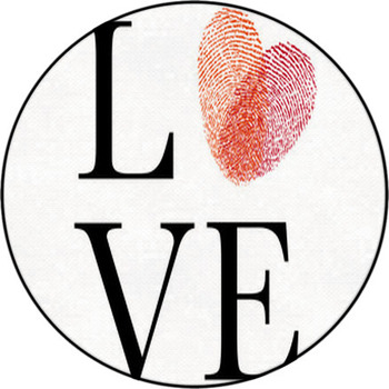Love With Red Fingerprint Heart, Vector Round Rug