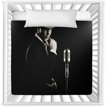 Low Key Portrait Of Jazz Singer In Baby Crib Comforter
