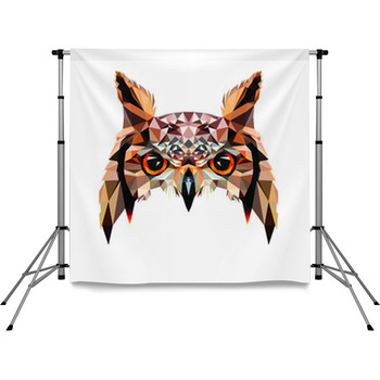 Low Poly Triangular Owl Face On Pole Pocket Backdrop
