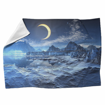 Lunar Eclipse Over Frozen Planet Fleece Blanket