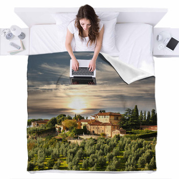 Luxury Villa In Tuscany, Famous Fleece Bed Blanket