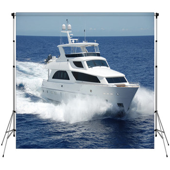 Luxury Yacht At Sea Custom Size Backdrop
