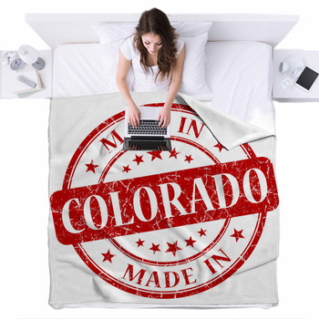Made In Colorado Red Stamp Fleece Bed Blanket