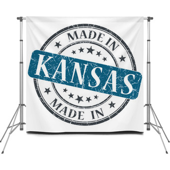 Made In Kansas Blue Round Grunge Custom Size Backdrop