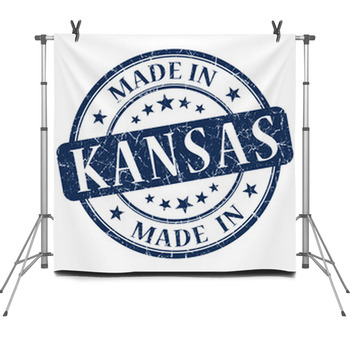 Made In Kansas Blue Round Grunge Fleece Backdrop