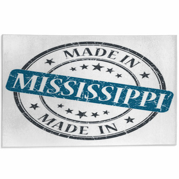 Made In Mississippi Blue Round Grunge Isolated Area Rug