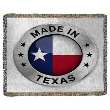 Made In Texas Silver Badge Woven Throw Blanket