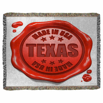 Made In Texas - Stamp On Red Wax Woven Throw Blanket