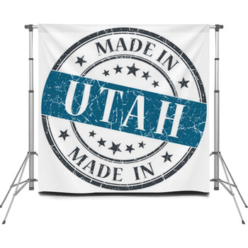Made In Utah Blue Round Grunge Custom Size Backdrop