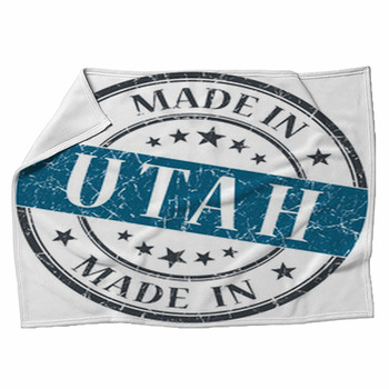 Made In Utah Blue Round Grunge Isolated Fleece Blanket