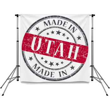 Made In Utah Red Round Grunge Pole Pocket Backdrop