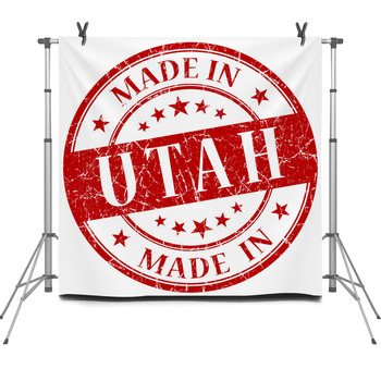 Made In Utah Red Round Grunge Textured Fleece Backdrop