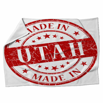 Made In Utah Red Round Grunge Textured Fleece Blanket