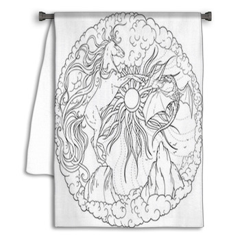 Magic Horse Dragon And Sun Encircled By Clouds Towel