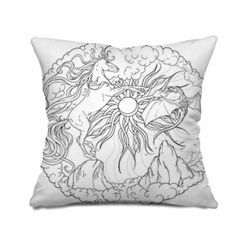 Magic Horse Dragon And Sun Washable Floor Pillow