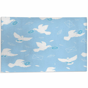 Mail Pigeons Vector Seamless Pattern Background Area Rug
