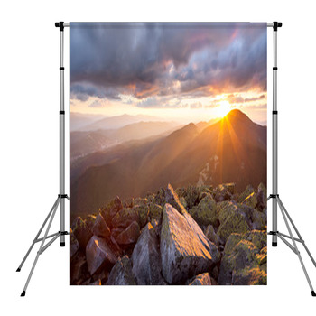 Majestic Sunset In The Mountains Pole Pocket Backdrop