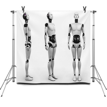 Male Robot Standing, Three Different Fleece Backdrop