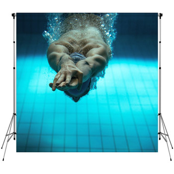 Male Swimmer At The Swimming Custom Size Backdrop