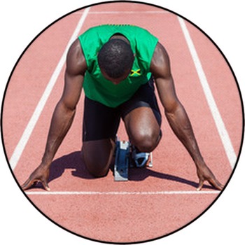 Male Track And Field Athlete Before The Race Round Rug