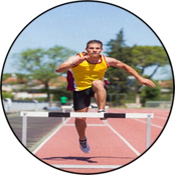 Male Track And Field Athlete During Obstacle Round Rug