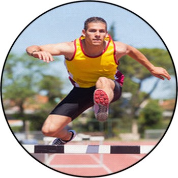 Male Track And Field Athlete During Obstacle Round Rug