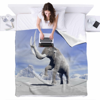 Mammoth In The Wind Fleece Bed Blanket