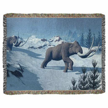 Mammoths Walk Woven Throw Blanket
