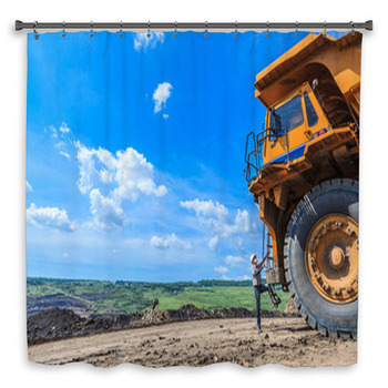 Man Big Truck Driver Custom Size Shower Curtain