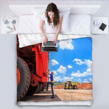 Man Big Truck Driver Fleece Blanket