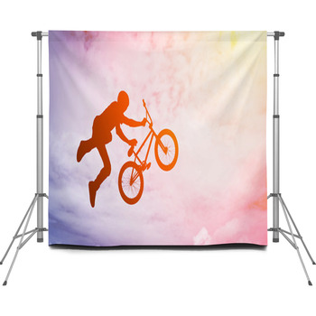 Man Doing An Jump With A Bmx Bike Custom Size Backdrop