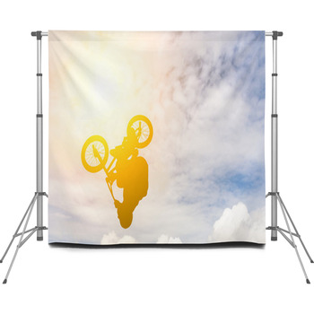 Man Doing An Jump With A Bmx Bike Custom Size Backdrop