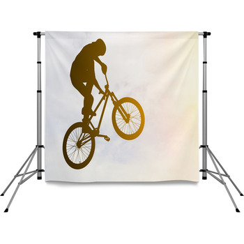 Man Doing An Jump With A Bmx Bike Pole Pocket Backdrop