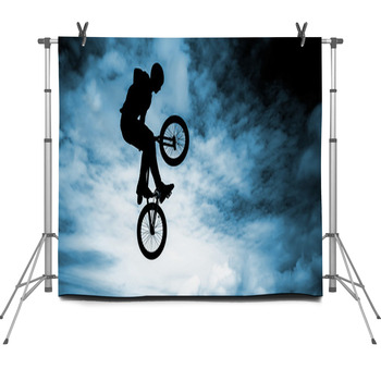 Man Doing An Jump With A Bmx Bike Over Fleece Backdrop