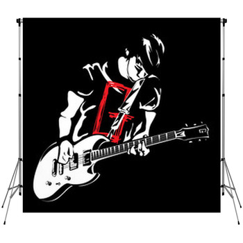 Man Play Guita Fleece Backdrop