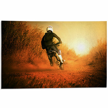 Man Riding Motorcycle In Motorcross Track Use Area Rug