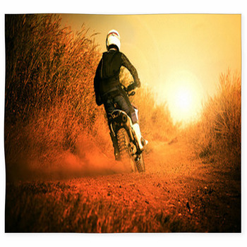 Man Riding Motorcycle In Custom Size Floor Mat
